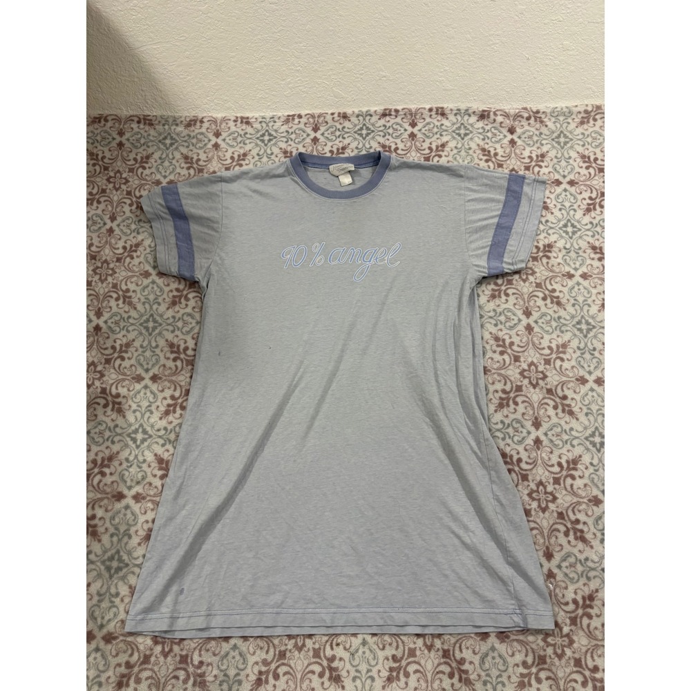 Heavenly Treasures 90% Angel Blue Ringer T-Shirt Nightgown Sleep Dress